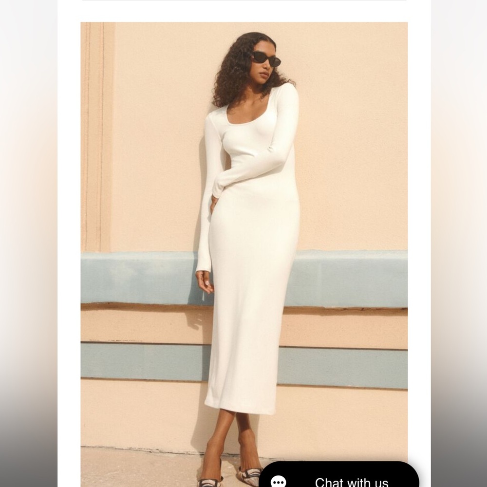 Dynamite Ivory Ribbed Bodycon Maxi Dress